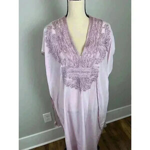 Matta New York Silk Maxi Dress Woven Purple Tassel Women's One Size Kaftan